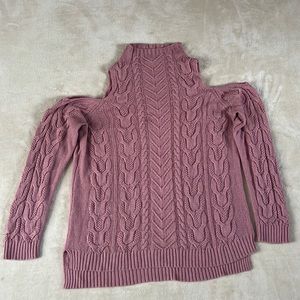 New York and company knit sweater shrug pink winter mock neck